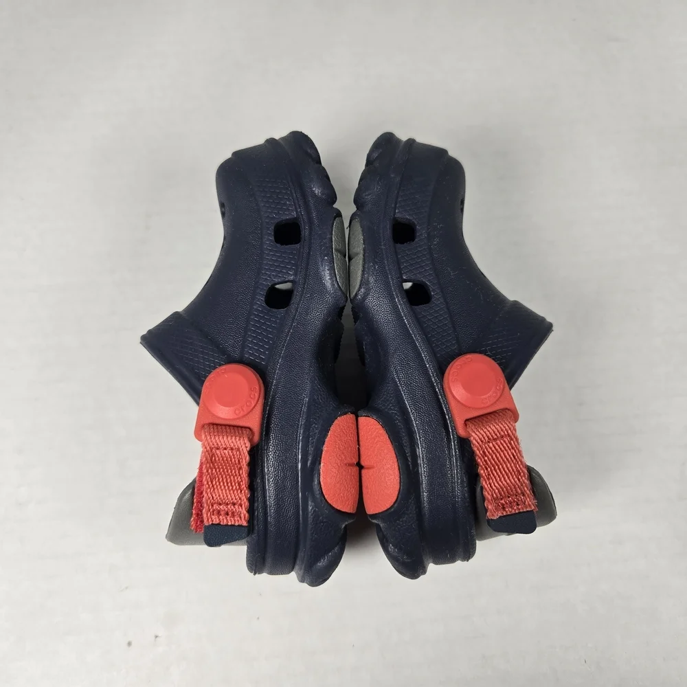 Crocs Kids All-Terrain Navy Red Clogs Slipon Sandals Unisex Sz C4 Toddler Baby 4